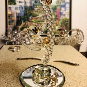 Crystal Monkey Figurine on a Palm Tree.